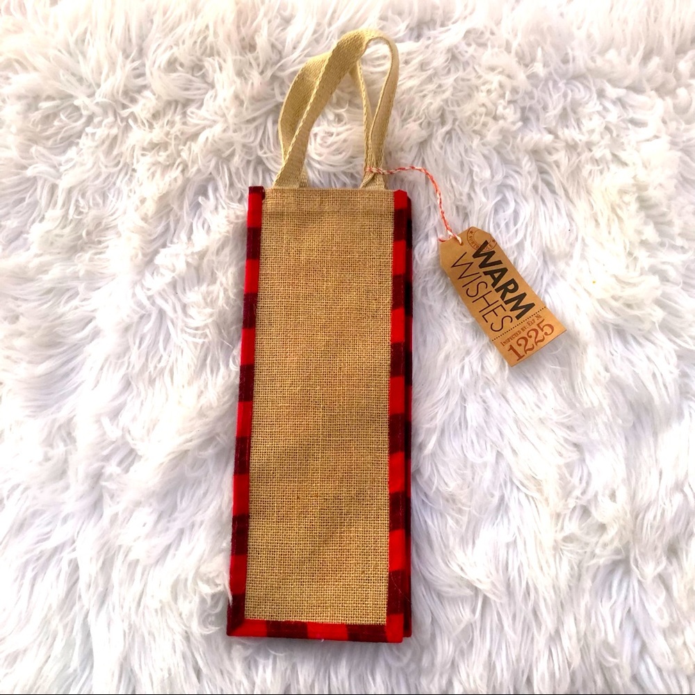 Buffalo Plaid Wine Bottle Gift Bag Christmas Burlap